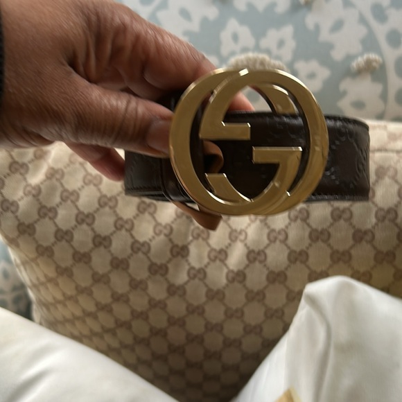 Gucci Brown Leather Belt with Gold Buckle full length 105cm. - Picture 1 of 6